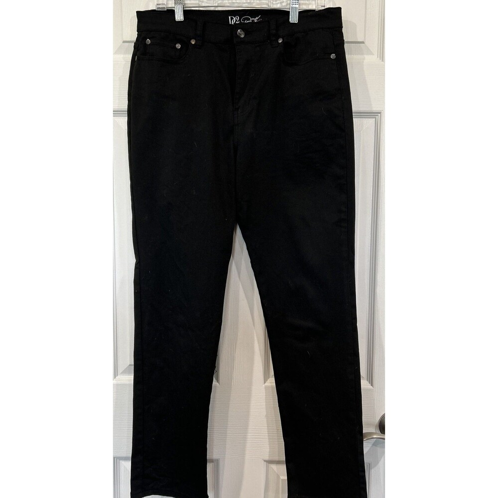 DG2 Diane Gilman HSN Women 12 Tall Pants Black Stretch Straight Leg